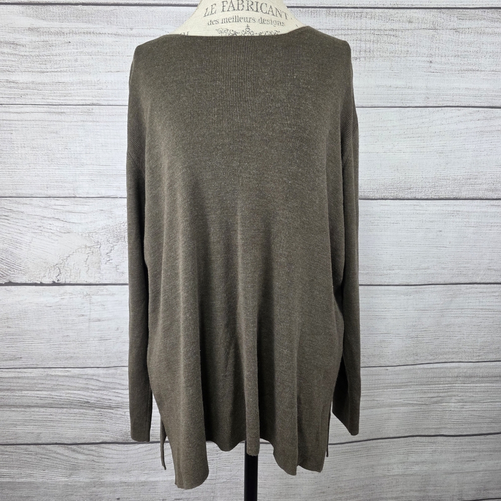 Nordstrom Women's Taupe Wool Blend Pullover Crewneck Sweater